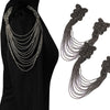 1pair Blazer Shoulder Beaded Tassel Chain Suit Epaulet Punk Fringe Tassel Rhinestones Shoulder Badge for Military Costume Party