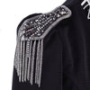 1pair Blazer Shoulder Beaded Tassel Chain Suit Epaulet Punk Fringe Tassel Rhinestones Shoulder Badge for Military Costume Party