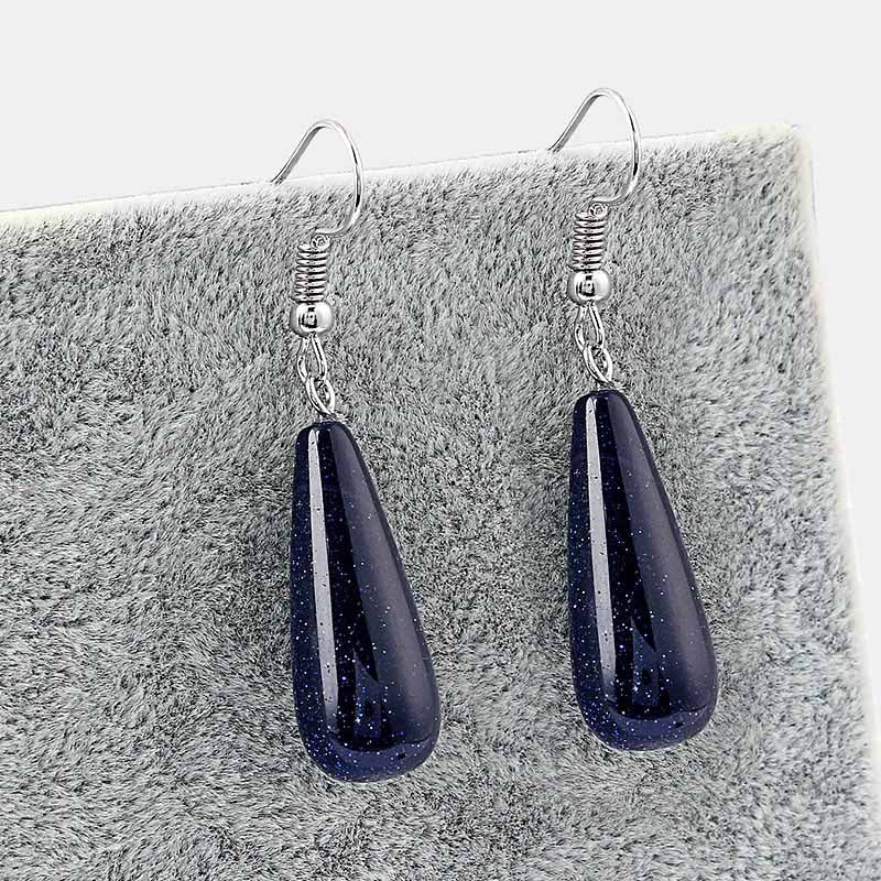 1pair Fashion Dangle Earring Blue Sand Stone Blue Crazy Onyx Stone Water Drop Earring Jewelry Gift For Women Jewelry