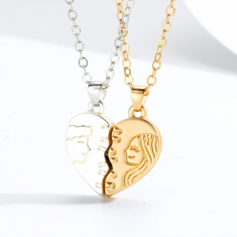 1pair Magnetic Heart Pendant Necklace Jewelry Choker Magnet Couple Necklace for Lovers Girls Boys Women Men Valentine's Day Gift