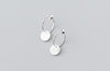 1pair REAL. 925 Sterling SIlver Fine Jewelry Open Circle &POLISHED/ Brushed Coin beads Geometric Hoop Huggie Earrings GTLE2230
