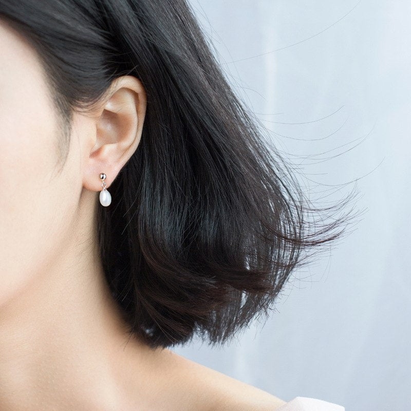 1pair SMALL 6MM 100% Real. 925 Sterling Silver Fine Jewelry Waterdrop Tears Pearl EAR earrings gtle1899