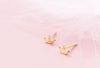 1pair Small Tinny 6mm*4mm Cute REAL. 925 Sterling SIlver Fine Jewelry Golden/ white Princess Crown Stud Earrings GTLE2232