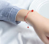 1pc 100% Authentic Real. 925 Sterling Silver Fine Jewelry Double Layers Red round Agate &Lucky Beads Chain Bracelet GTLS722