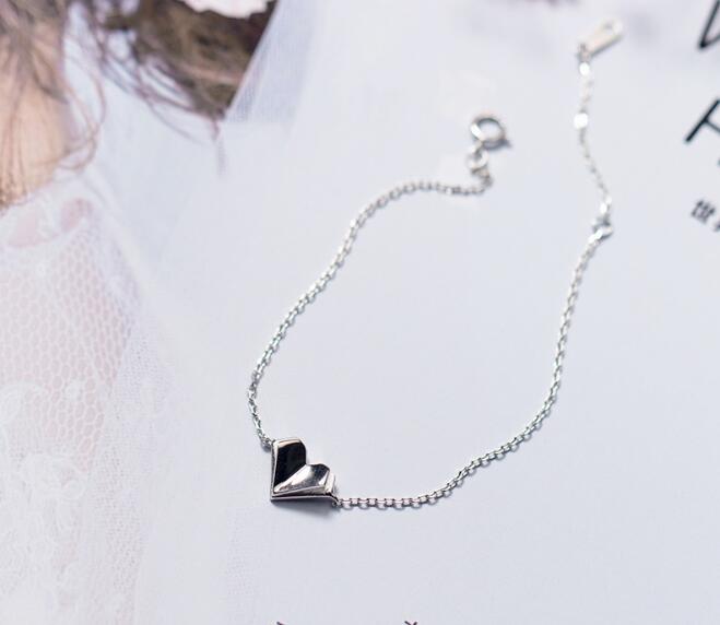 1pc 100% Authentic Real. 925 Sterling Silver Fine Jewelry double Heart design Chain Bracelet GTLS721