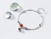 1pc 100% Real. 925 Sterling Silver Fine Jewelry Double rows Red bead& Polished Lucky round Bell Jinjle Chain Bracelet LS658