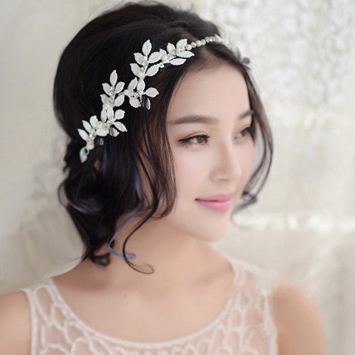 1pc 2020 Korean Sweet Bridal Bride Prom Floral Flower Wedding Headpiece Headband Classic Hair Jewelry Decoration Accessory White