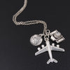 1pc 2020 Wanderlust Passport Earth Airplane Necklaces & Pendants Silver Travling Handmade Jewelry E1020