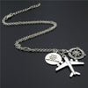 1pc 2020 Wanderlust Passport Earth Airplane Necklaces & Pendants Silver Travling Handmade Jewelry E1020