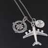 1pc 2020 Wanderlust Passport Earth Airplane Necklaces & Pendants Silver Travling Handmade Jewelry E1020