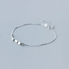 1pc 925 Sterling Silver 3Beans &Double Round Box Chain Bracelet Charm | Slim and Dainty Bridesmaid Jewelry adjustable sz LS122