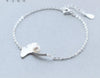 1pc 925 Sterling-Silver jewelry gingko gingkgo &White Round Pearl Chain Bracelet Charm LS207