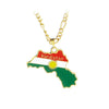 1pc Anniyo Republic Of Iraq Map/Kurdish Region Map Flag Pendant Necklace for Women/Men Gold Color Jewelry Maps of Iraq Necklaces