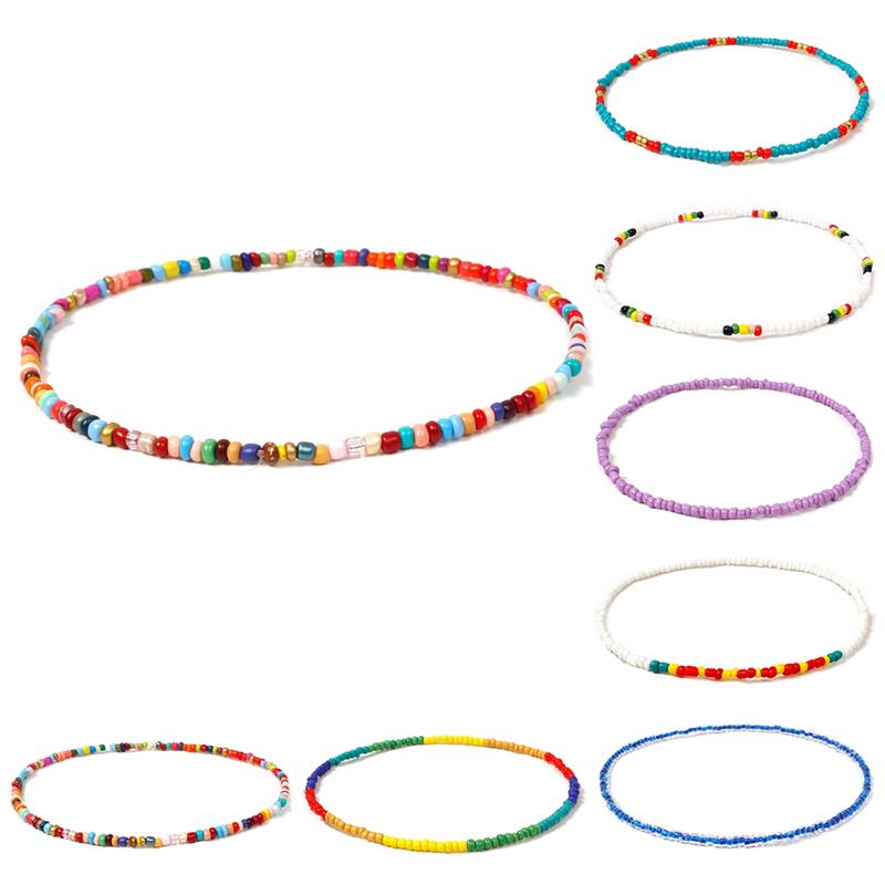 1pc Bohemian Style Bead Decor Necklace Choker Handmade Cute Bohemia Bead Choker Necklace Jewelry Accessories For Beach