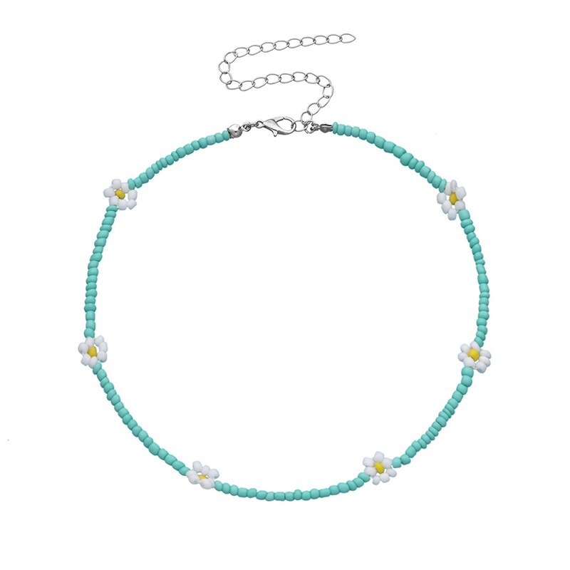 1pc Bohemian Style Flowers Decor Choker Adjustable Cute Bead Necklace Choker For Beach Travel Jewelry Accessories