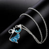 1pc Cute Cat Pendant Blue Opal Necklace Women's Animal Jewelry Trendy Jewelry Gift for Women