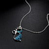 1pc Cute Cat Pendant Blue Opal Necklace Women's Animal Jewelry Trendy Jewelry Gift for Women