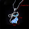 1pc Cute Cat Pendant Blue Opal Necklace Women's Animal Jewelry Trendy Jewelry Gift for Women