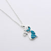 1pc Cute Cat Pendant Blue Opal Necklace Women's Animal Jewelry Trendy Jewelry Gift for Women