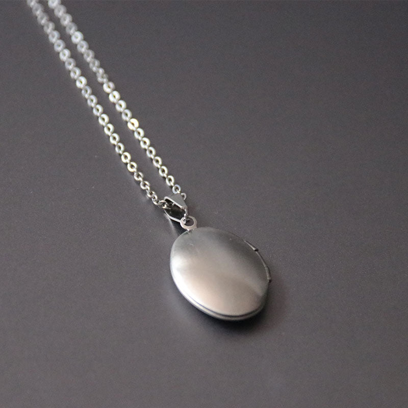 1pc Cute Oval Shell Po Frame Pendant Necklace Stainless Steel Charms Locket Necklaces Women Men  Memorial Jewelry