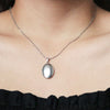 1pc Cute Oval Shell Po Frame Pendant Necklace Stainless Steel Charms Locket Necklaces Women Men  Memorial Jewelry