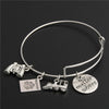 1pc Dropshipping Expandable Wire Bangle Love Travel Bracelet Camera Globe Plane Passport Charms Wholesale Bulk Jewelry