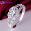 1pc Elegant Ring For Women Engagement Wedding Female Crystal Heart Shaped Love Silver Plated Rings Jewelry Luxury Design Size6-9