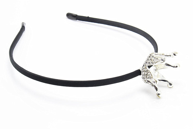 1pc Fashion Crown Headband Princess Rhinestone Hair Band Hoop Brides Jewelry Crystal Rubber Kids Accessories
