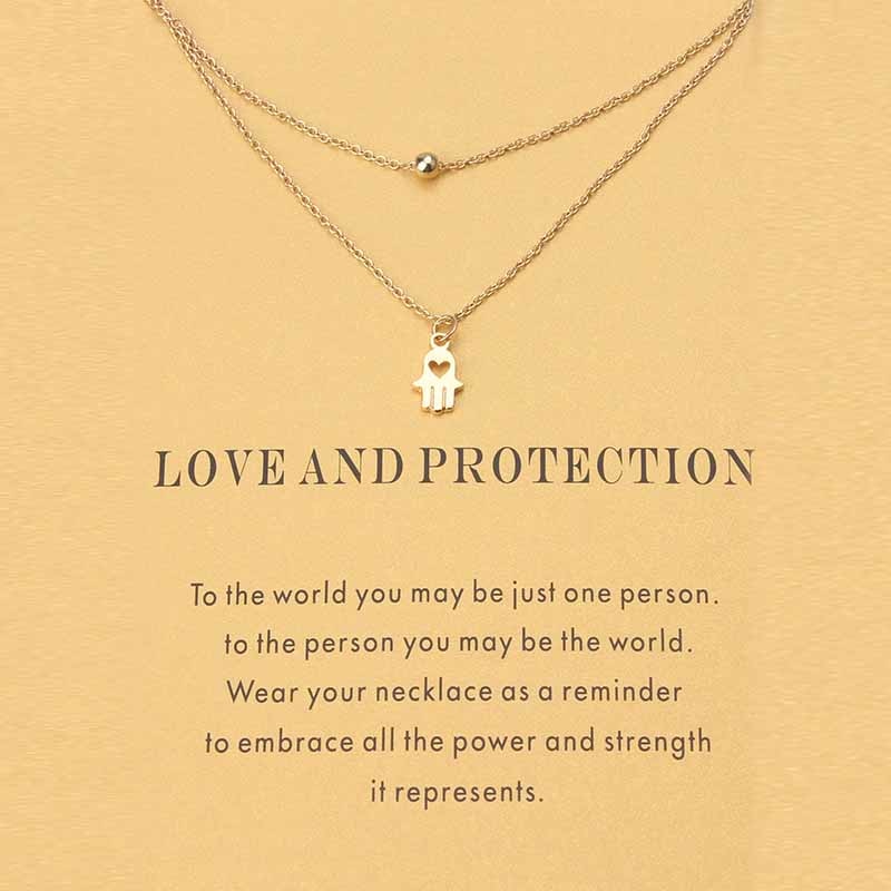 1pc Fashion Minimalist Love Charms Links Chains Hamsa Hand Choker Collier Necklaces Pendants Women Statement Wish Card Jewelry