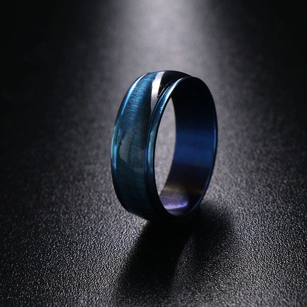 1pc Fashion New Arrival Ring Blue Cat-eye Enamel Top Stainless steel Ring Wedding Party Women Mens Ring