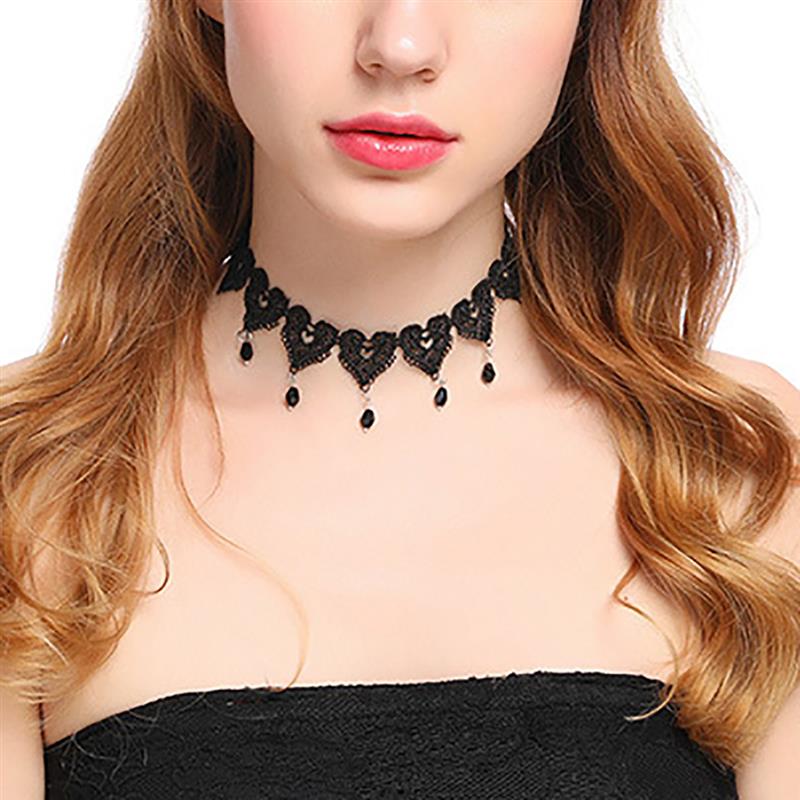 1pc Sexy Choker Necklace Lace Pendant Decor Sexy Clavicle Necklace Charm Clothing Accessories Halloween Party Dress Up