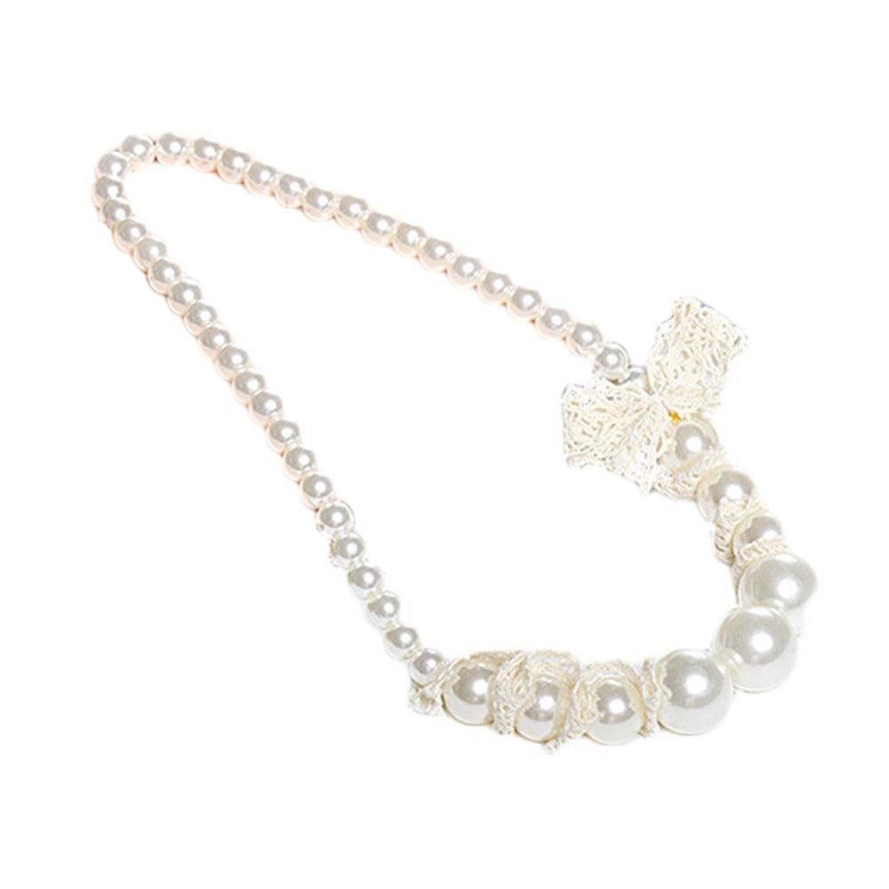 1pc Handmade Children Beads Jewelry Baby Child Kids Simulated Pearl with lace Necklace Gift for Child