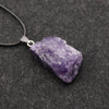 1pc Healing Nugget Mineral Stone Pendulum Natural Agates Amethysts Labradorite Fluorite Quartz Pendant Necklace Choker Women Men