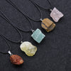 1pc Healing Nugget Mineral Stone Pendulum Natural Agates Amethysts Labradorite Fluorite Quartz Pendant Necklace Choker Women Men