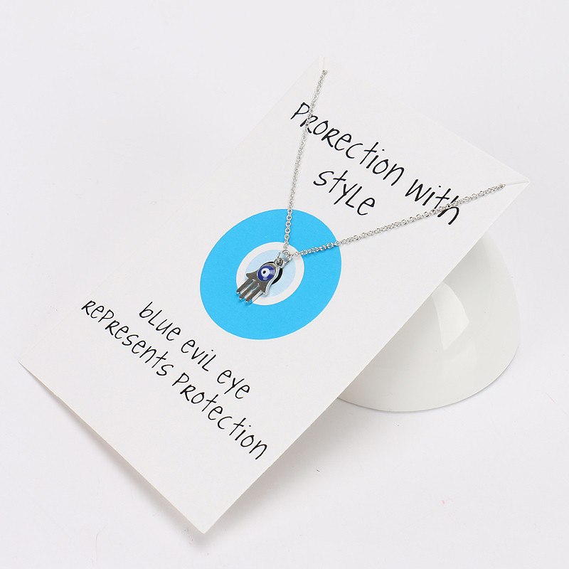 1pc Lucky Alloy 4 style Hamsa hand Charms Wish Card Necklaces Gold Silver Links Chai For Women Jewelry Gift With Wish Card