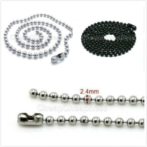 1pc Military Mens Necklace Ball Bead Chain Link Black For Dog Tag&Pendant
