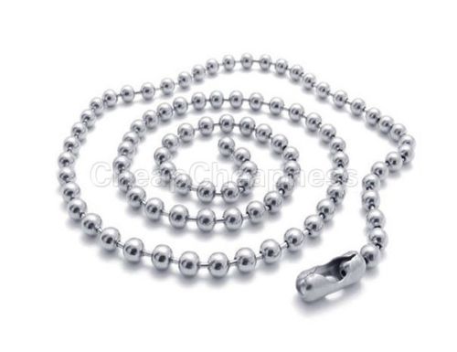 1pc Military Mens Necklace Ball Bead Chain Link Black For Dog Tag&Pendant