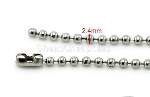 1pc Military Mens Necklace Ball Bead Chain Link Black For Dog Tag&Pendant