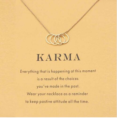 1pc Minimalist Karma Round Necklaces pendant Links Chains Wish Card Gold Plate For Women Statement Jewelry Gift