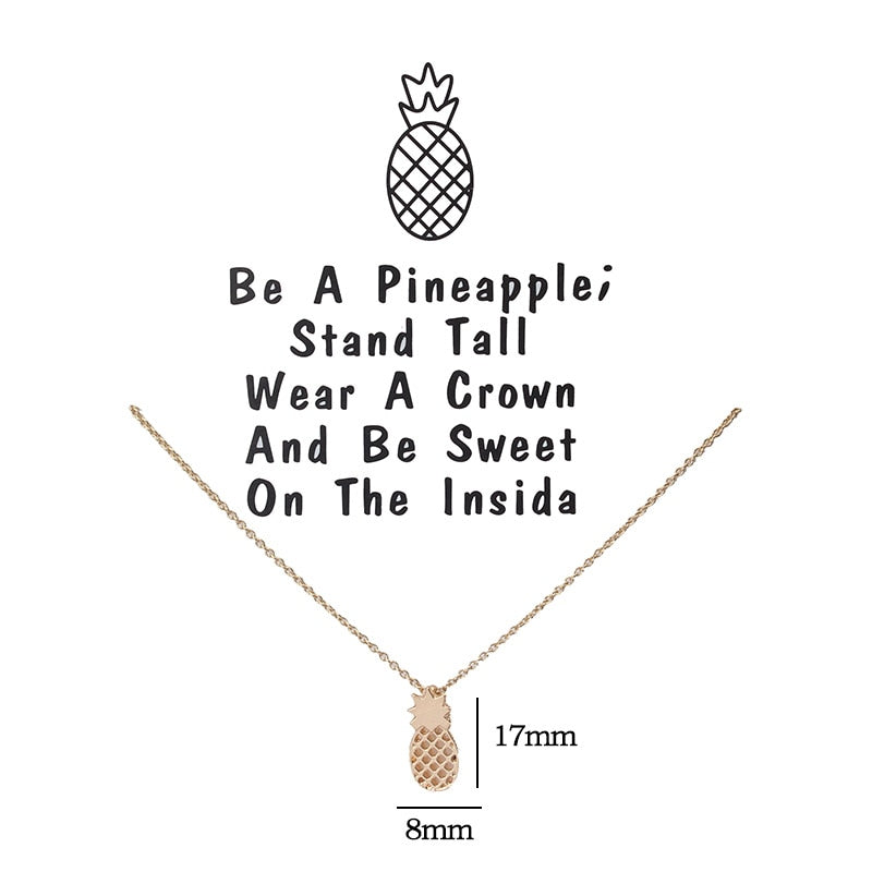 1pc Minimalist Pineapple Charms Wish Card Choker Collier Necklaces Links Chai Gold Plate For Women Statement Jewelry Gift