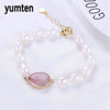 1pc New Arrival Pearls Pearl Bracelet Natural Powder Crystal Topquality Gift Fine Jewelry Crystal Charm Bracelet B002