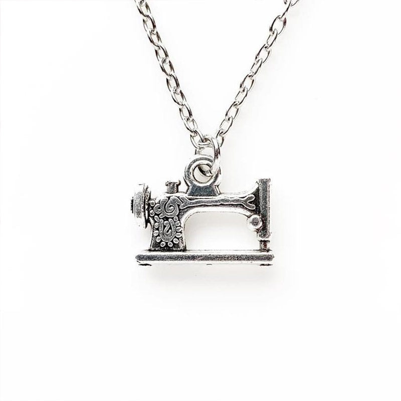 1pc Sewing Machine Necklace With Scissor Short Long Choker Charms Silver Color Seamstress Jewelry Mother&#39;s Day Gift