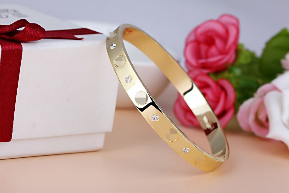 1pc New Fashion Women Rose Gold Sliber Copper Fine Bangle Luxury Party Office Ladies Hand Jewelry Gifts