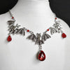 1pc Halloween Vampire Bat Necklace with Bloody Red Crystals  Ladies Gothic Punk Vampire Necklace Jewelry