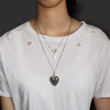 1pc Silver Plated Mexican Style Catholic Sacred Heart & Cross Charm Rosary Necklace DIY Handmade Jewelry Crafts Gift For Woman