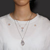 1pc Silver Plated Mexican Style Catholic Sacred Heart & Cross Charm Rosary Necklace DIY Handmade Jewelry Crafts Gift For Woman