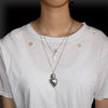 1pc Silver Plated Mexican Style Catholic Sacred Heart & Cross Charm Rosary Necklace DIY Handmade Jewelry Crafts Gift For Woman