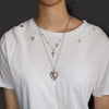 1pc Silver Plated Mexican Style Catholic Sacred Heart & Cross Charm Rosary Necklace DIY Handmade Jewelry Crafts Gift For Woman