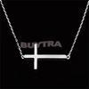 1pc Simple Silver/ Gold color Lady Horizontal Sideways Cross Pendant Necklace Elegant Sweet Fashion Jewelry Women Necklaces