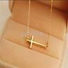 1pc Simple Silver/ Gold color Lady Horizontal Sideways Cross Pendant Necklace Elegant Sweet Fashion Jewelry Women Necklaces
